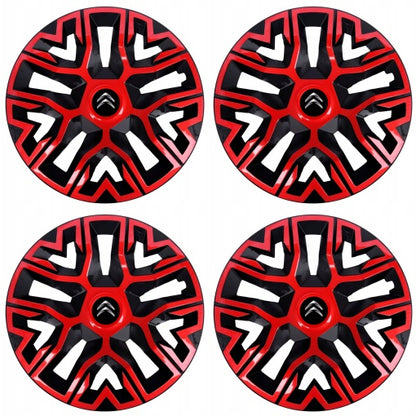 Set 4 Capace Roti 15 `` Best Rosu-Negru, Compatibile Cu Citroen