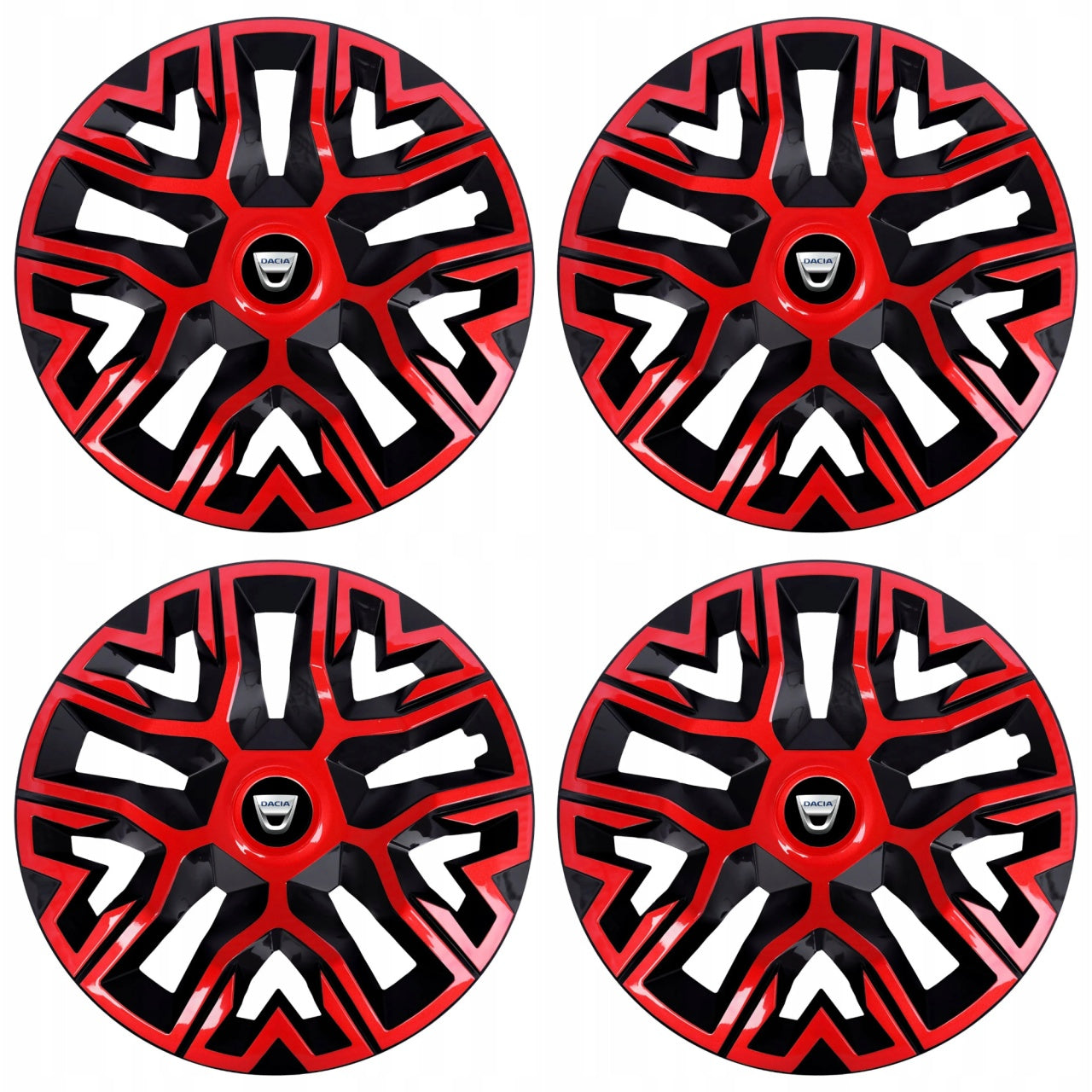 Set 4 Capace Roti 15 " Best Rosu-Negru, Compatibile Cu Dacia