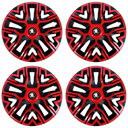 Set 4 Capace Roti 15 `` Best Rosu-Negru, Compatibile Cu Skoda Nou