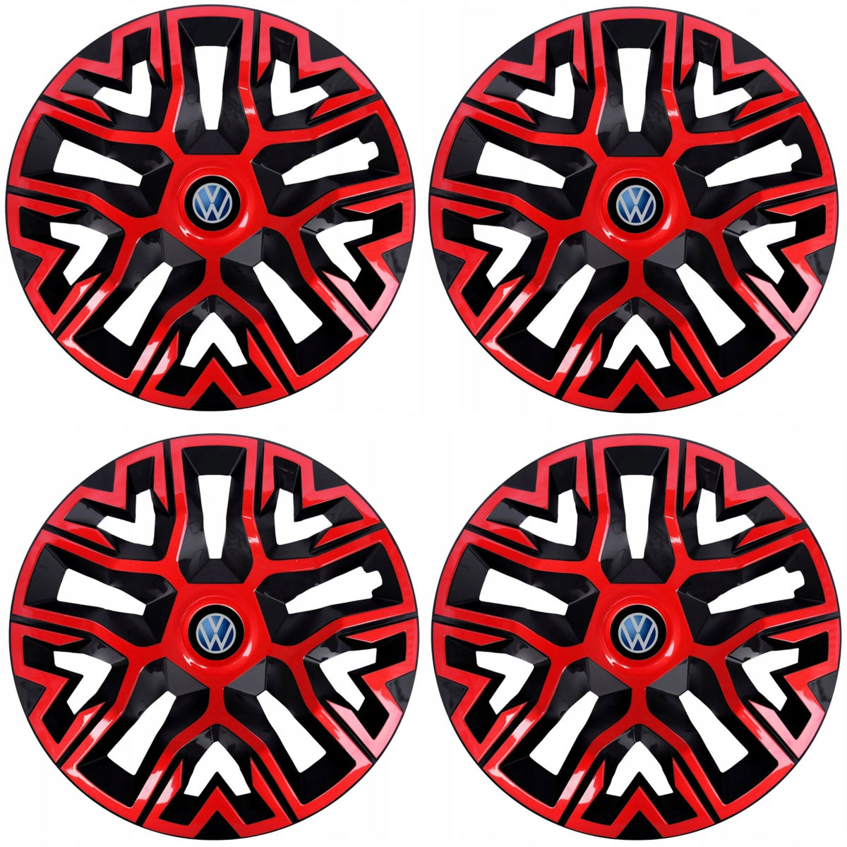 Set 4 Capace Roti 15 " Best Rosu-Negru, Compatibile Cu Volkswagen