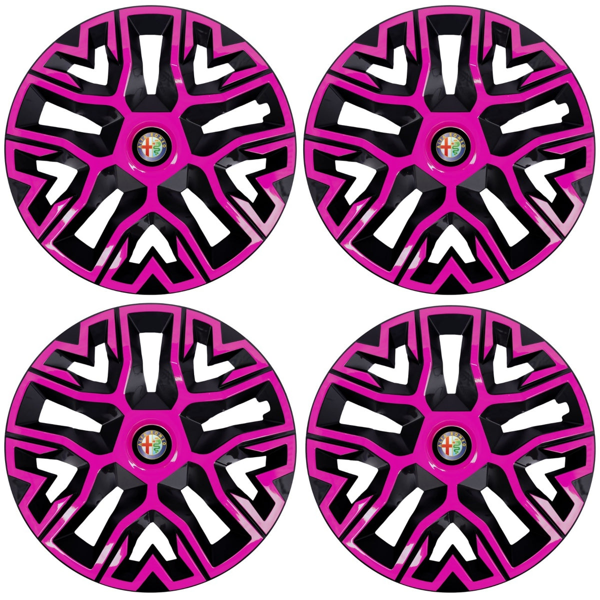 Set 4 Capace Roti 15 `` Best Roz-Negru, Compatibile Cu Alfa Romeo