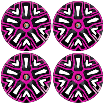 Set 4 Capace Roti 15 `` Best Roz-Negru, Compatibile Cu Alfa Romeo