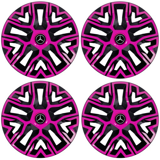 Set 4 Capace Roti 15 inchi (R15), Best Roz-Negru, Compatibile Cu Mercedes-Benz