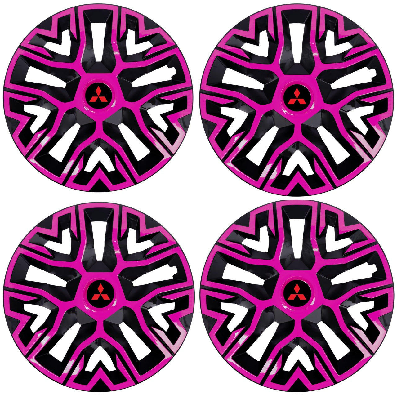 Set 4 Capace Roti 15 inchi (R15) Best Roz-Negru, Compatibile Cu Mitshubisi