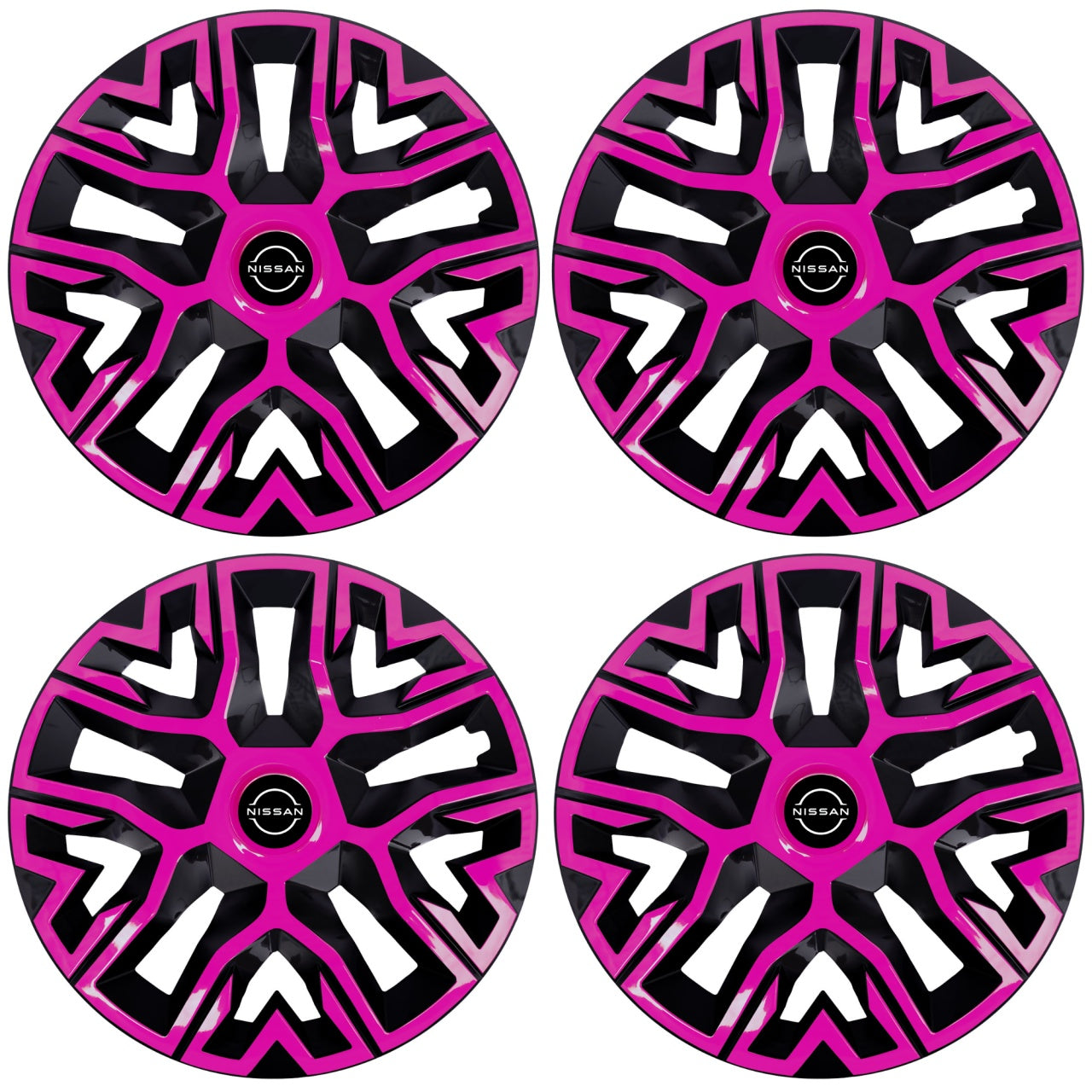 Set 4 Capace Roti 15 inchi (R15) Best Roz-Negru, Compatibile Cu Nissan Nou
