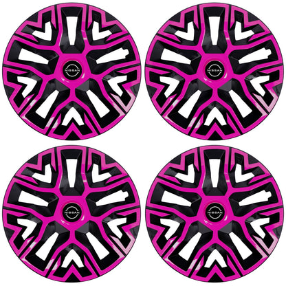 Set 4 Capace Roti 15 inchi (R15) Best Roz-Negru, Compatibile Cu Nissan Nou