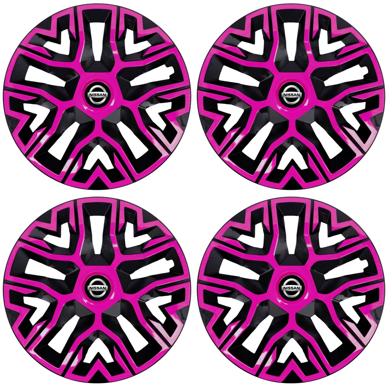 Set 4 Capace Roti 15 inchi (R15) Best Roz-Negru, Compatibile Cu Nissan