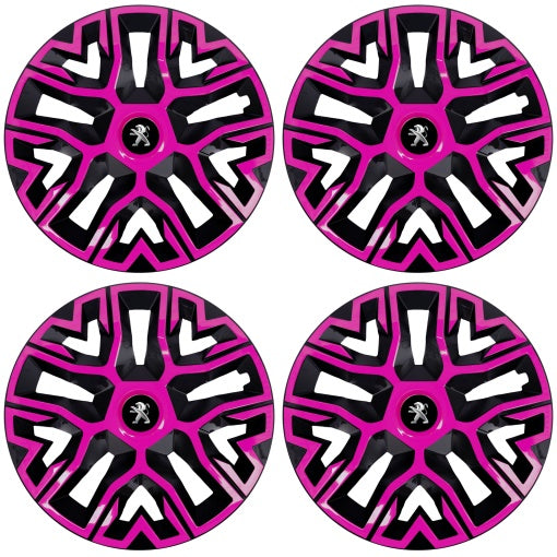 Set 4 Capace Roti 15 inchi (R15), Best Roz-Negru, Compatibile Cu Peugeot