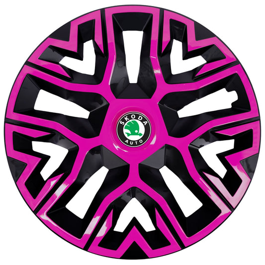 Set 4 Capace Roti 15 " Best Roz-Negru, Compatibile Cu Skoda