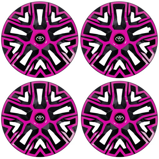 Set 4 Capace Roti 15 inchi (R15) Best Roz-Negru, Compatibile Cu Toyota