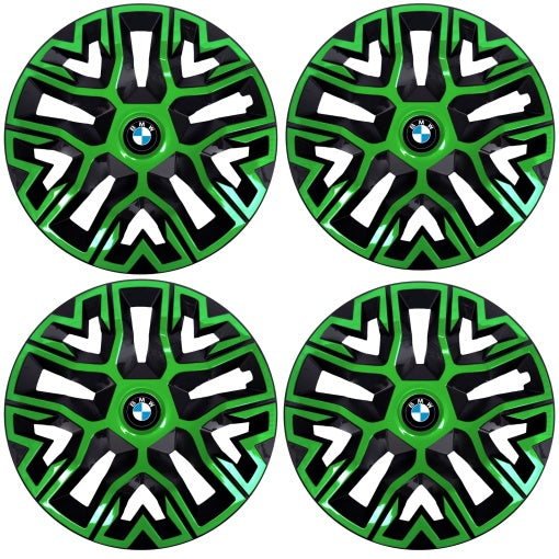 Set 4 Capace Roti 16 inchi (R16), Best Verde-Negru, Compatibile Cu BMW