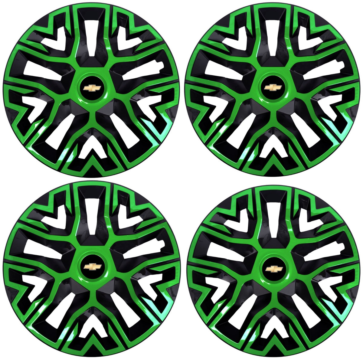 Set 4 Capace Roti 15 `` Best Verde-Negru, Compatibile Cu Chevrolet