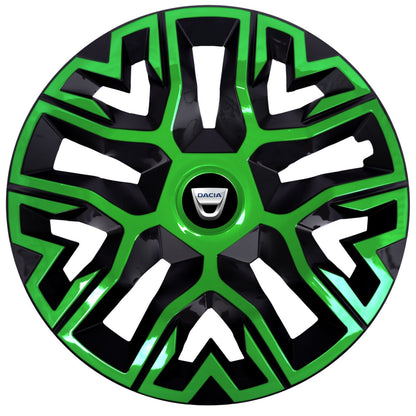 Set 4 Capace Roti 15 " Best Verde-Negru, Compatibile Cu Dacia