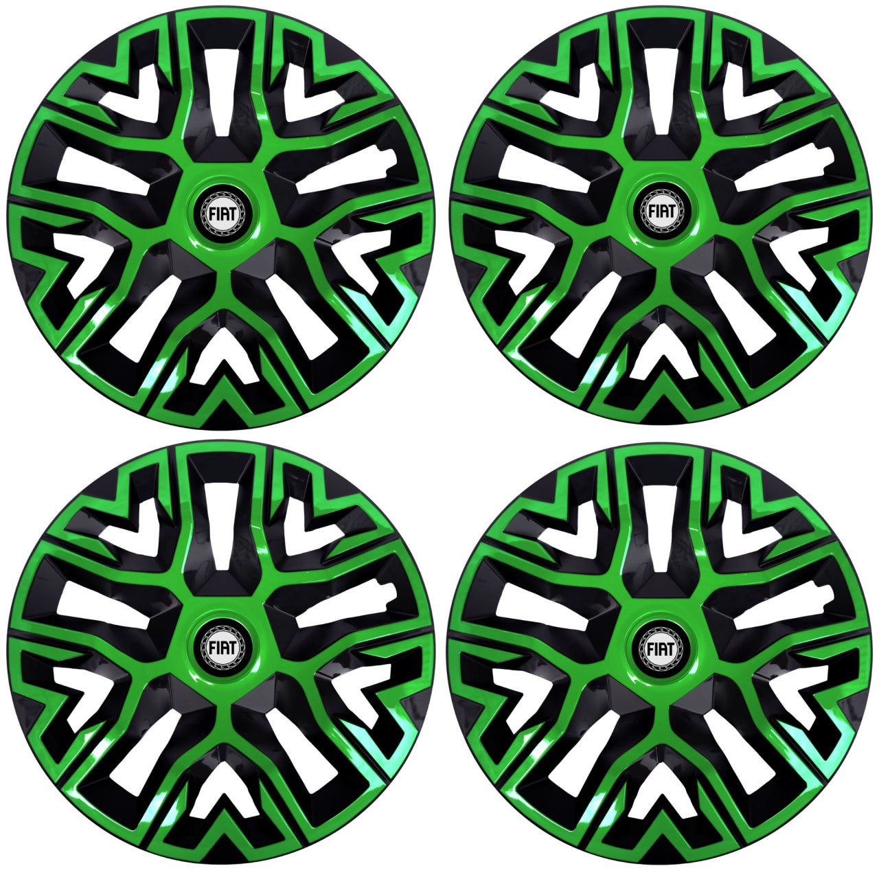 Set 4 Capace Roti 15 " Best Verde-Negru, Compatibile Cu Fiat