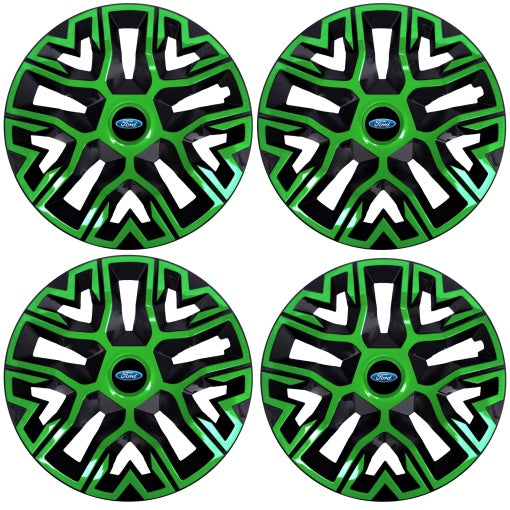 Set 4 Capace Roti 15 inchi (R15), Best Verde-Negru, Compatibile Cu Ford