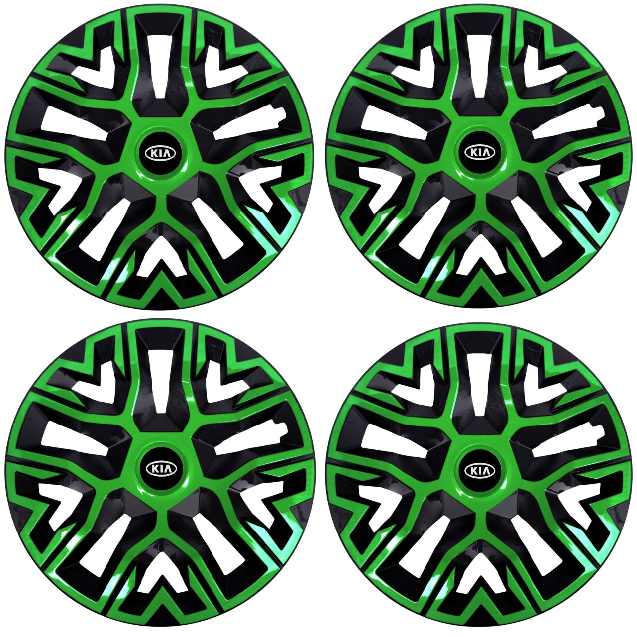 Set 4 Capace Roti 15 inchi (R15), Best Verde-Negru, Compatibile Cu Kia