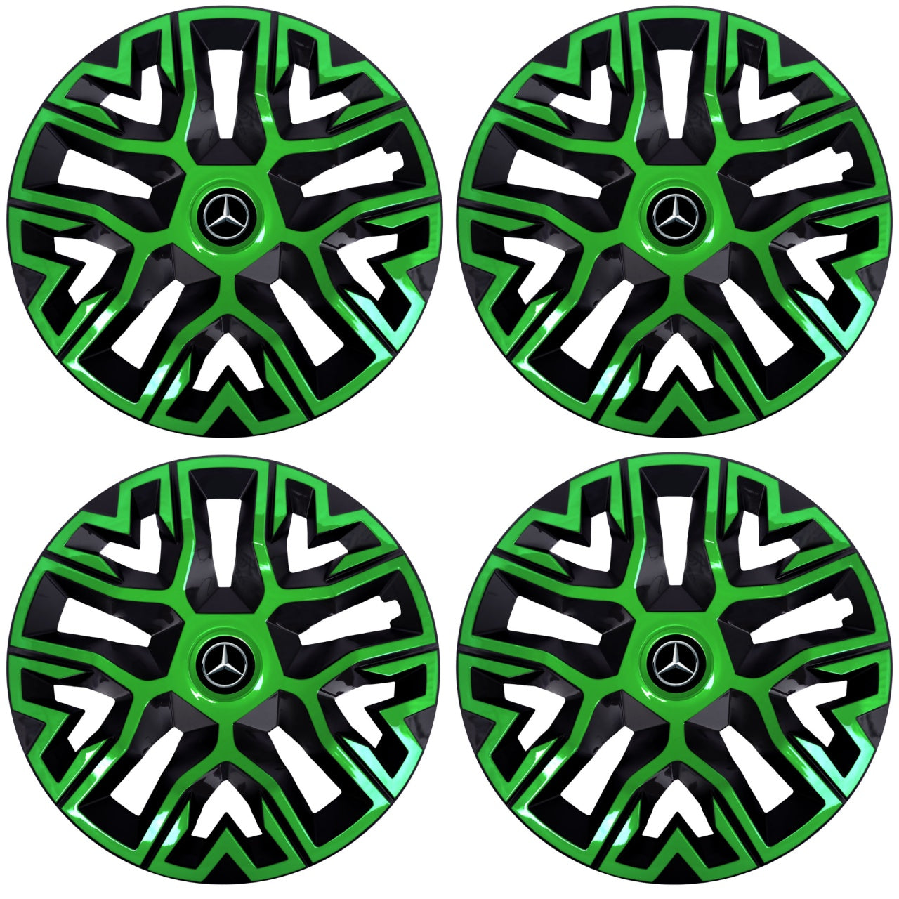 Set 4 Capace Roti 15 `` Best Verde-Negru, Compatibile Cu Mercedes-Benz