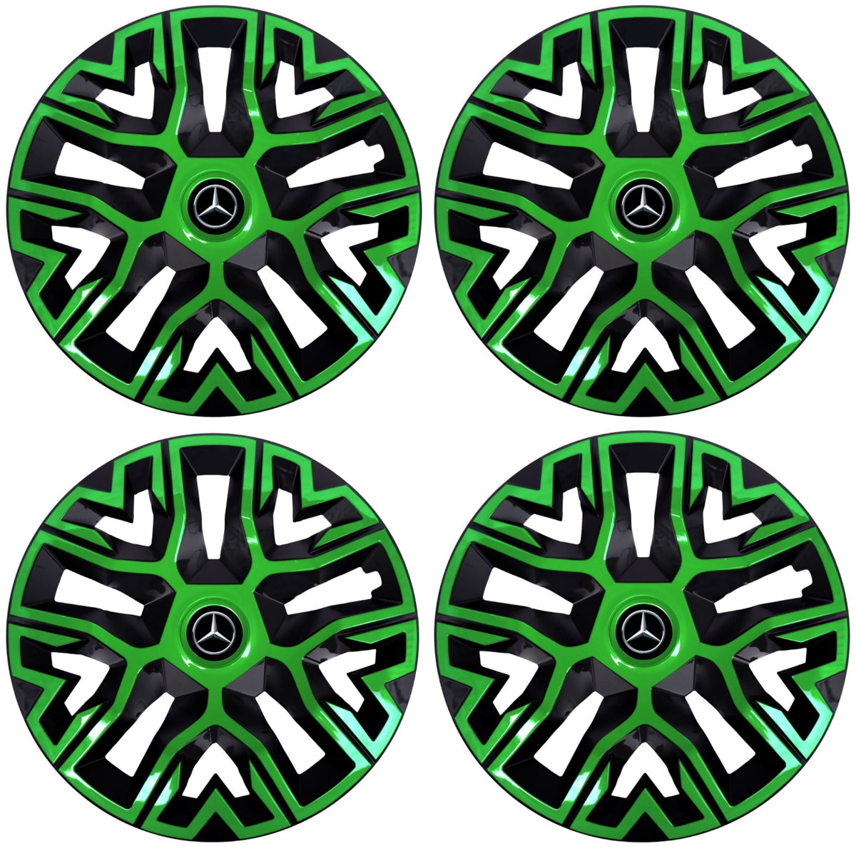 Set 4 Capace Roti 15 `` Best Verde-Negru, Compatibile Cu Mercedes-Benz