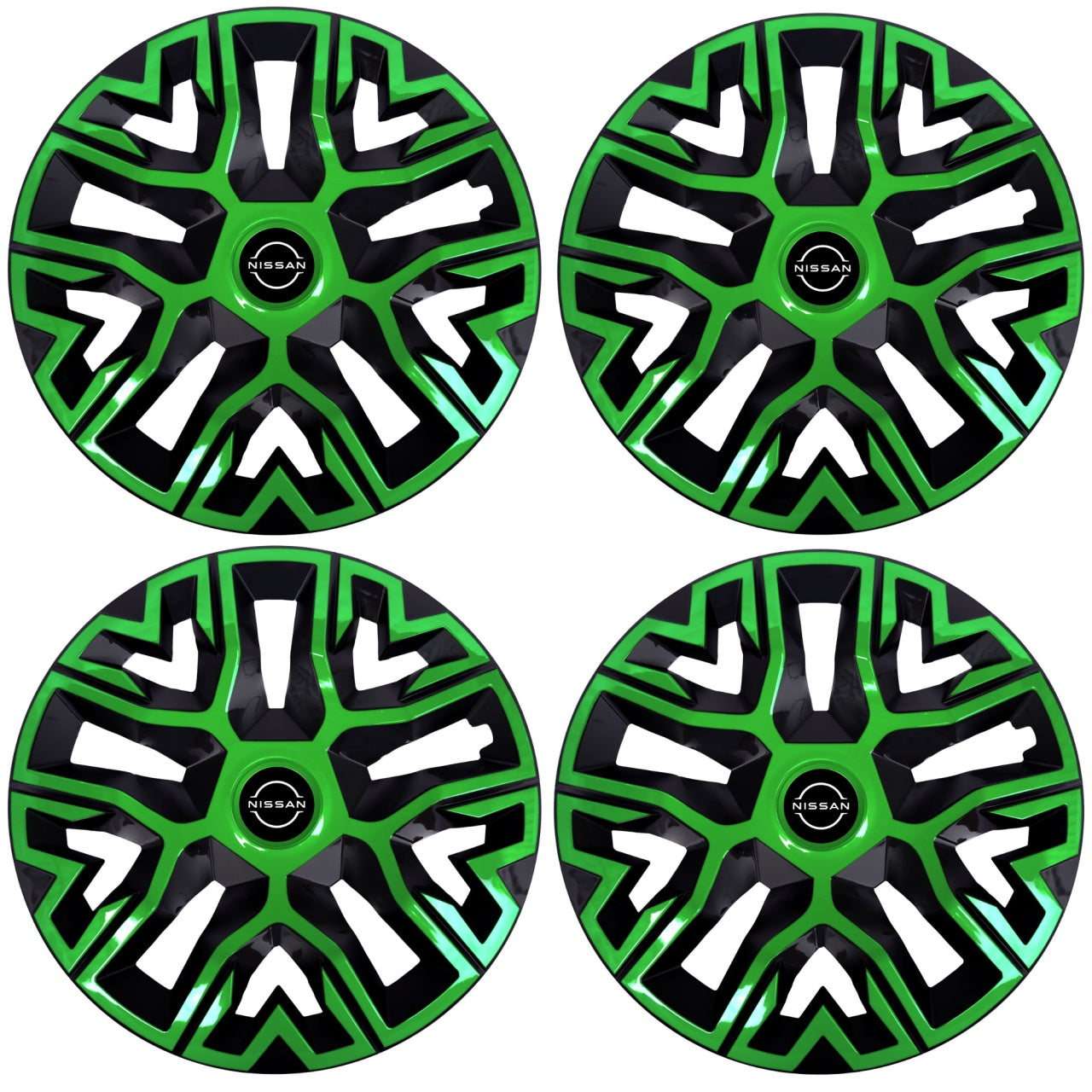 Set 4 Capace Roti 15 inchi (R15), Best Verde-Negru, Compatibile Cu Nissan Nou
