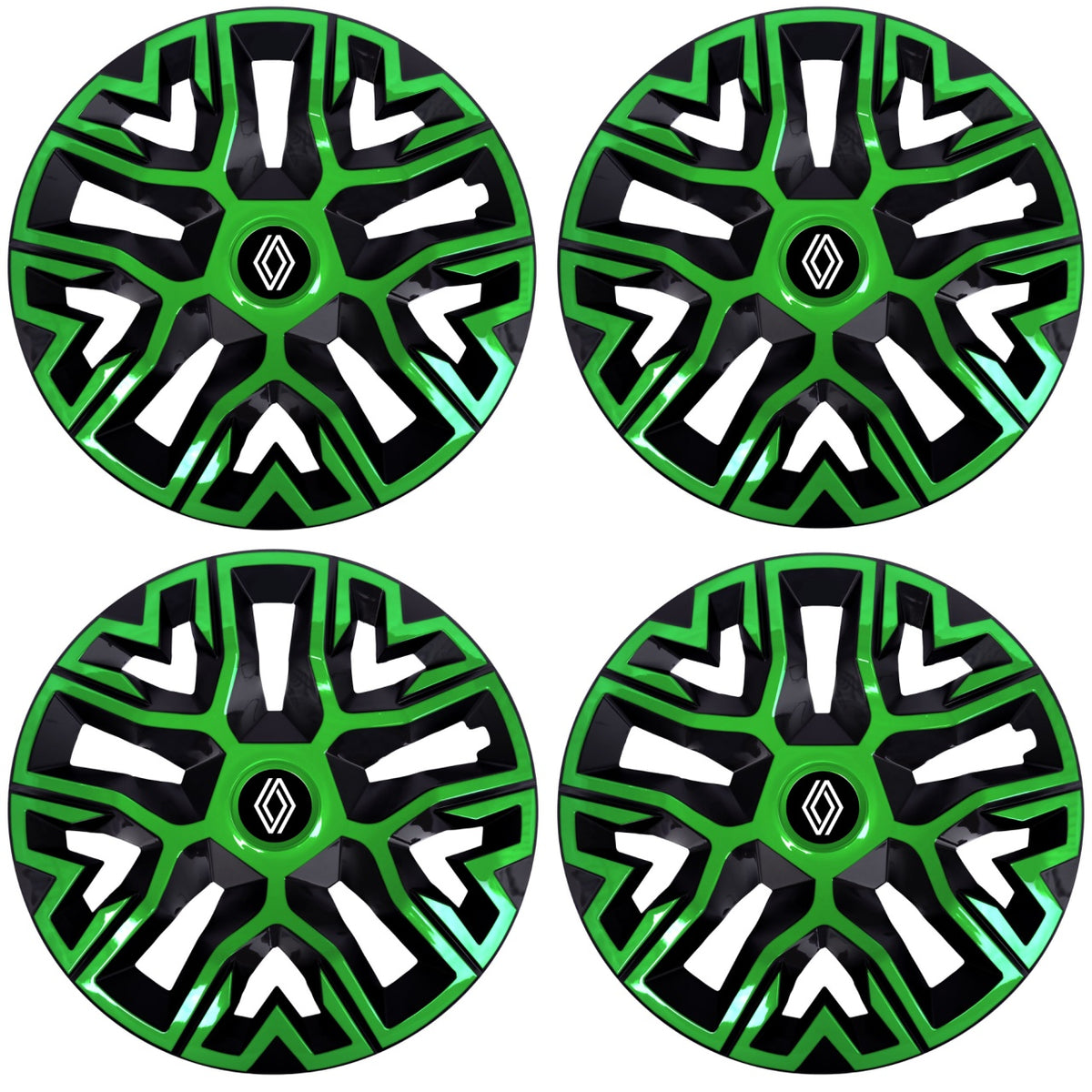 Set 4 Capace Roti 15 " Best Verde-Negru, Compatibile Cu Renault Nou