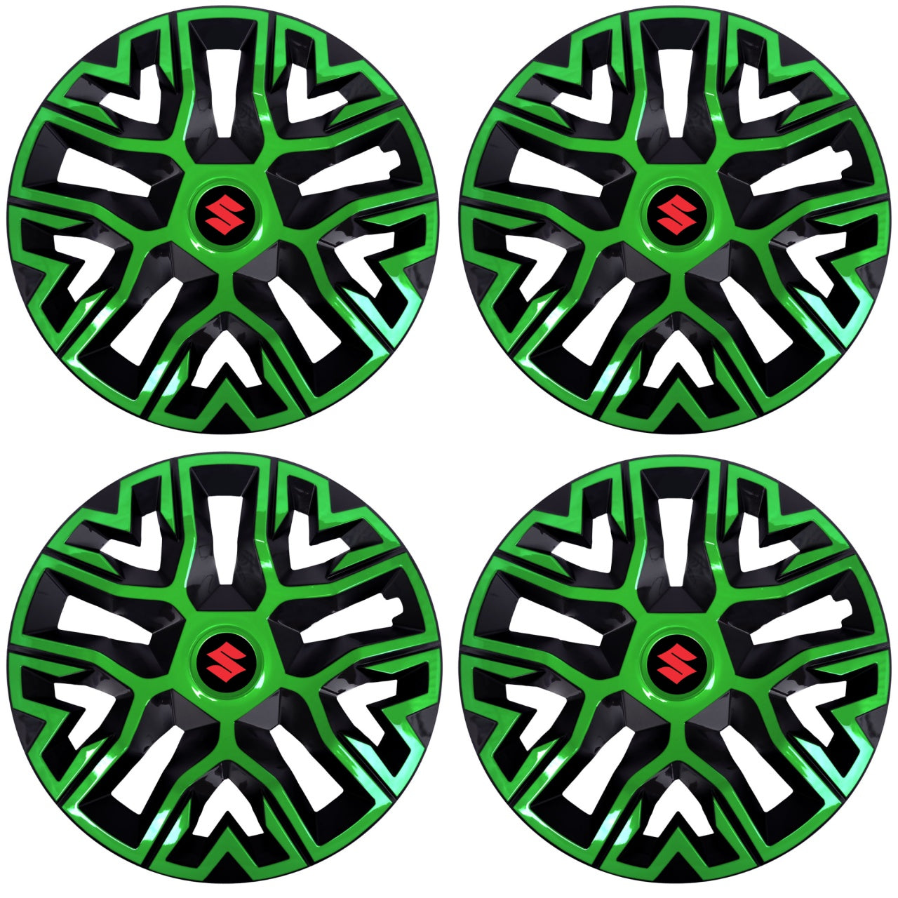 Set 4 Capace Roti 15 `` Best Verde-Negru, Compatibile Cu Suzuki