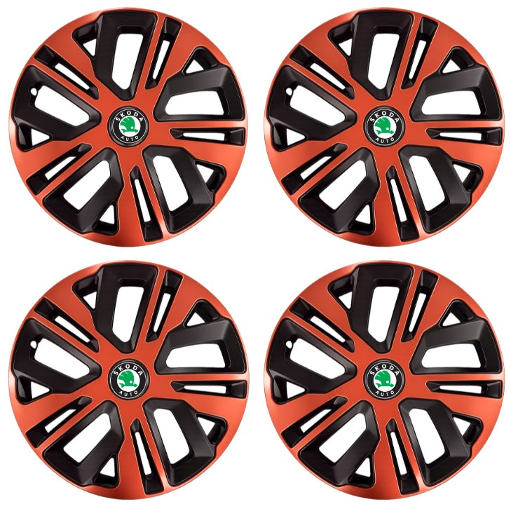 Set 4 Capace Roti 15 inch (R15), Raven Cupru-Negru Compatibil Cu Skoda