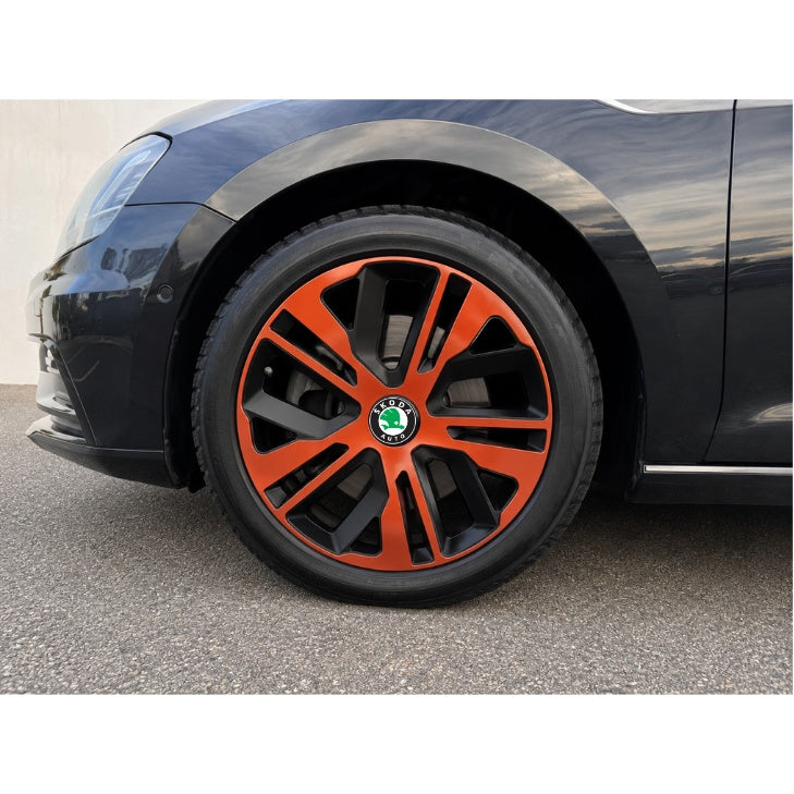 Set 4 Capace Roti 15 inch (R15), Raven Cupru-Negru Compatibil Cu Skoda