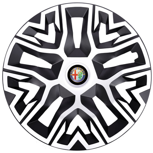 Set 4 Capace Roti 16 inchi (R16), Best Alb-Negru, Compatibile Cu Alfa Romeo