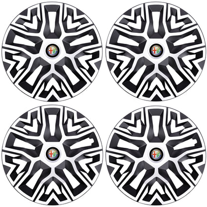 Set 4 Capace Roti 16 `` Best Alb-Negru, Compatibile Cu Alfa Romeo