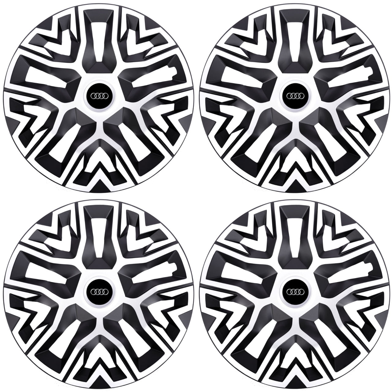 Set 4 Capace Roti 16 inchi (R16), Best Alb-Negru, Compatibile Cu Audi