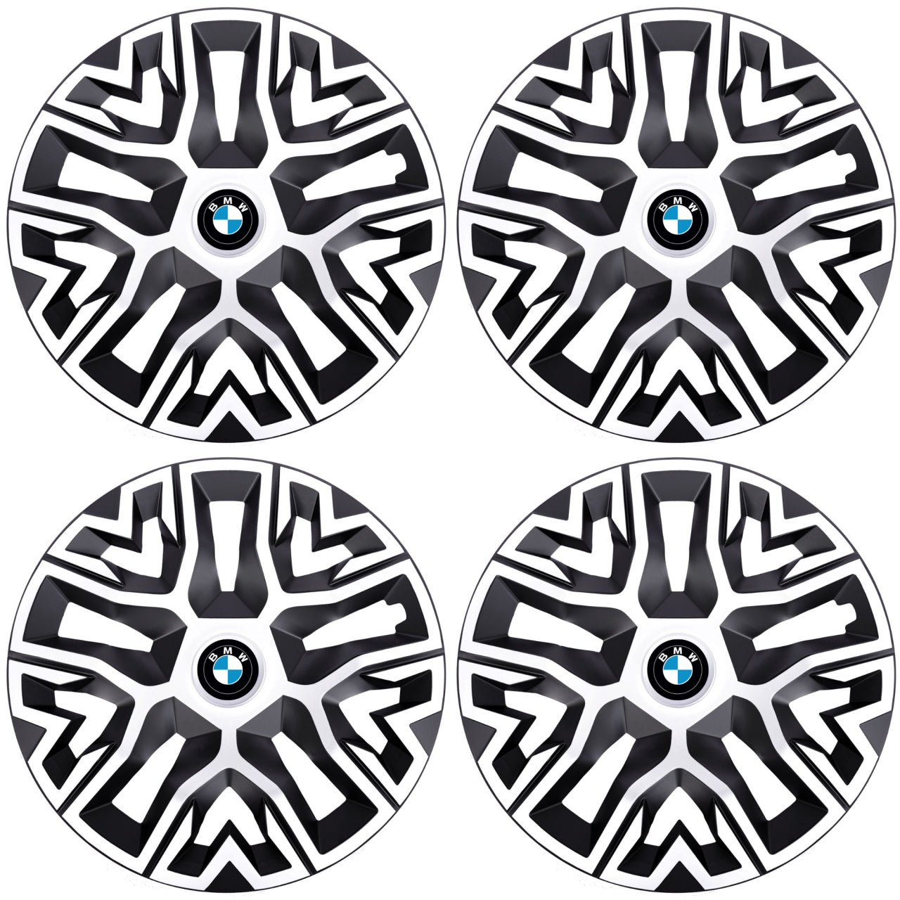 Set 4 Capace Roti 16 " Best Alb-Negru, Compatibile Cu BMW