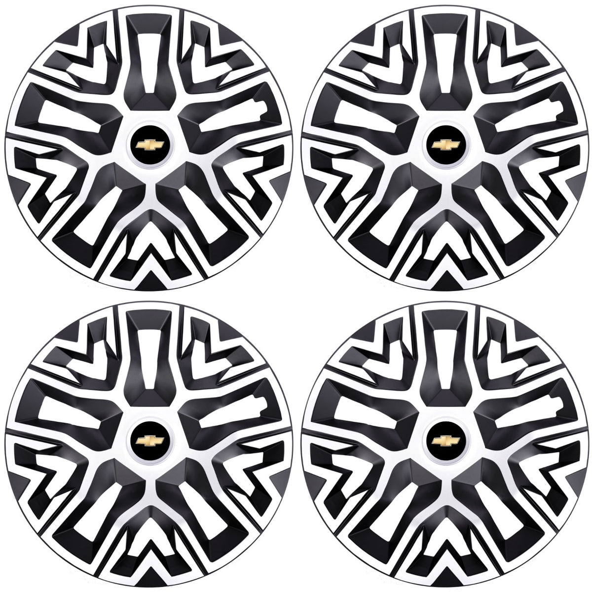 Set 4 Capace Roti 16 " Best Alb-Negru, Compatibile Cu Chevrolet
