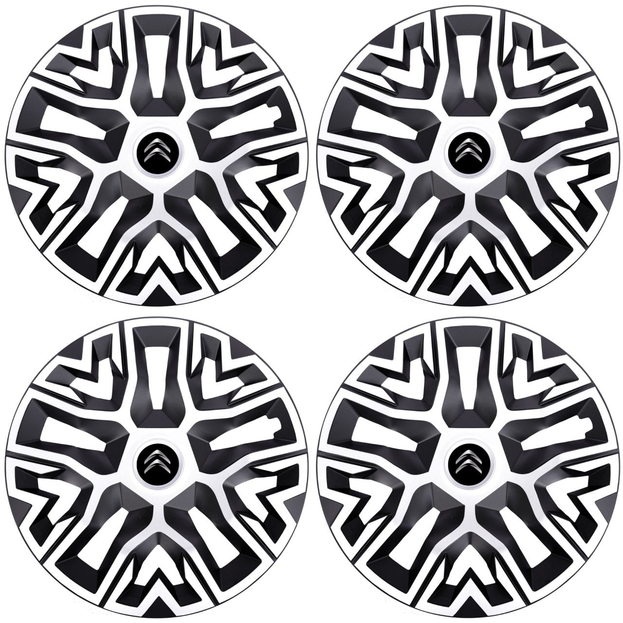 Set 4 Capace Roti 16 " Best Alb-Negru, Compatibile Cu Citroen