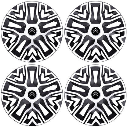 Set 4 Capace Roti 16 " Best Alb-Negru, Compatibile Cu Citroen