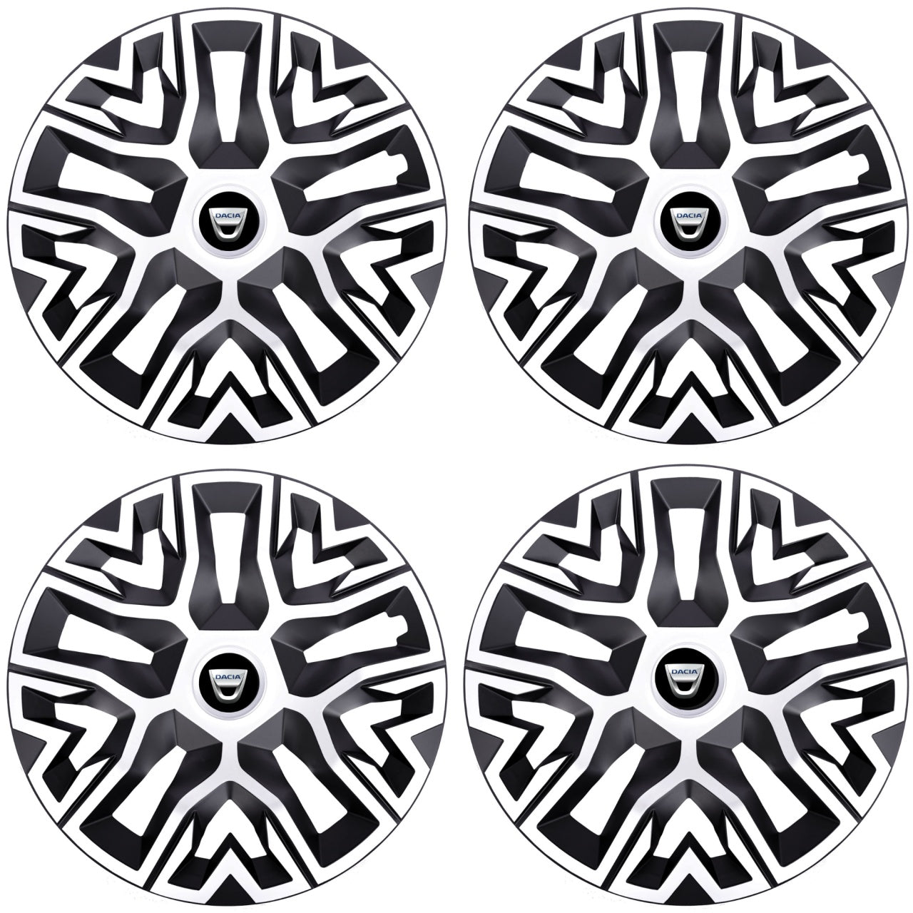 Set 4 Capace Roti 16 " Best Alb-Negru, Compatibile Cu Dacia