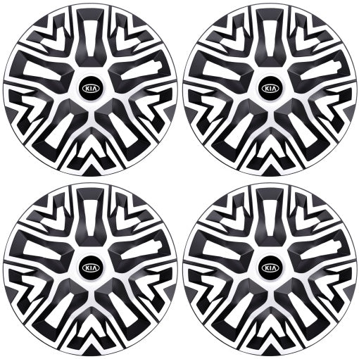 Set 4 Capace Roti 16 " Best Alb-Negru, Compatibile Cu Kia