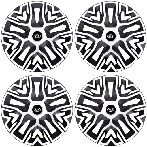 Set 4 Capace Roti 16 " Best Alb-Negru, Compatibile Cu Kia