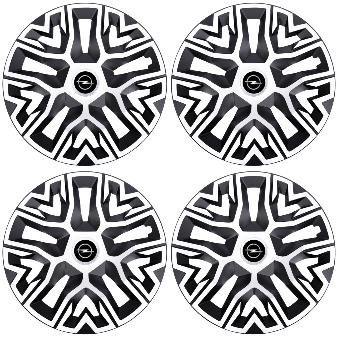 Set 4 Capace Roti 16 `` Best Alb-Negru, Compatibile Cu Opel