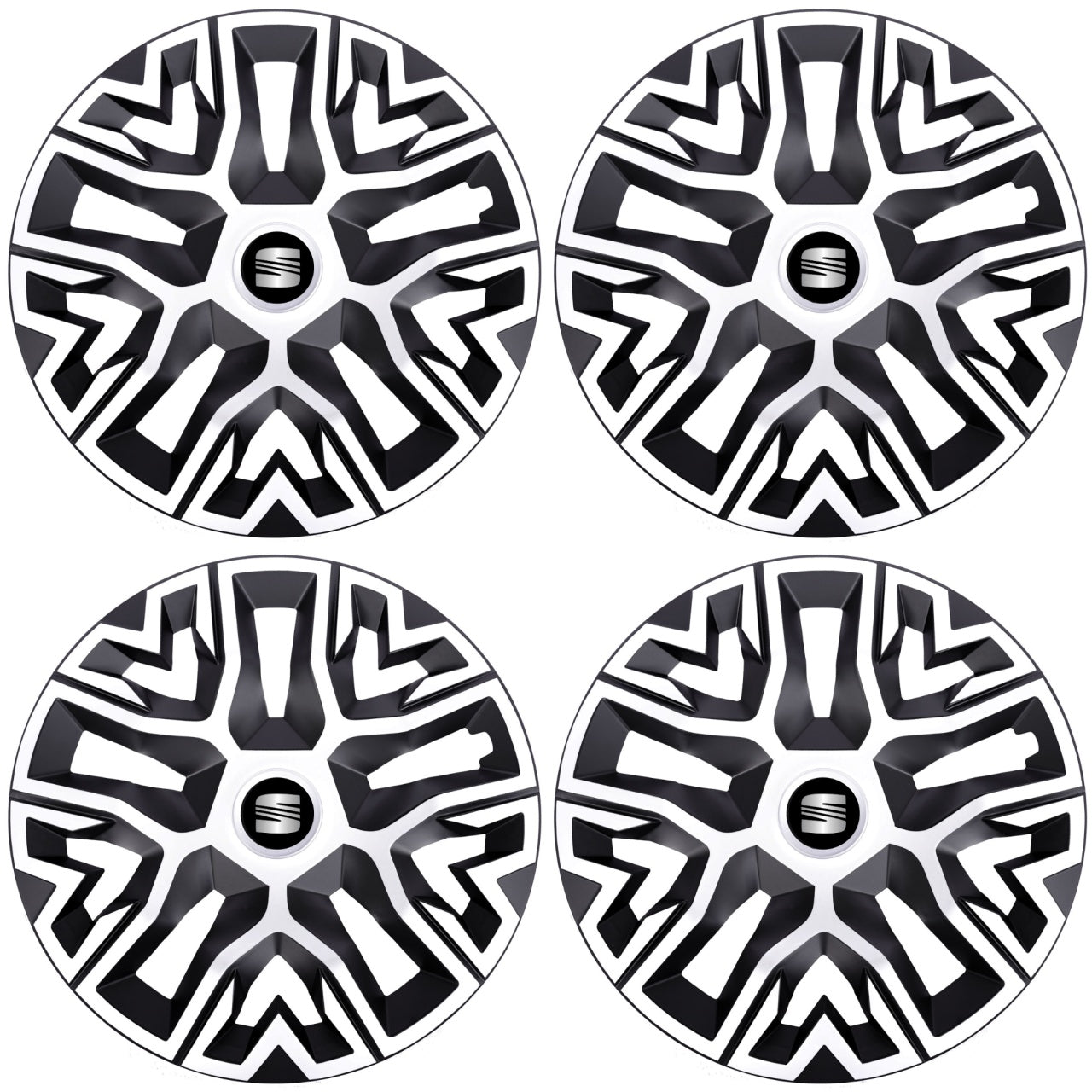 Set 4 Capace Roti 16 " Best Alb-Negru, Compatibile Cu Seat