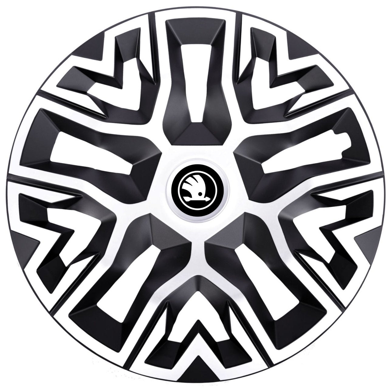 Set 4 Capace Roti 16 inchi (R16) Best Alb-Negru, Compatibile Cu Skoda Nou