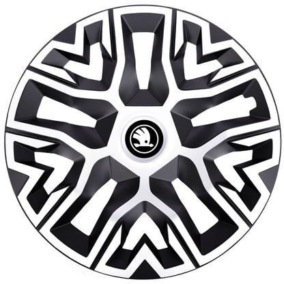 Set 4 Capace Roti 16 inchi (R16) Best Alb-Negru, Compatibile Cu Skoda Nou