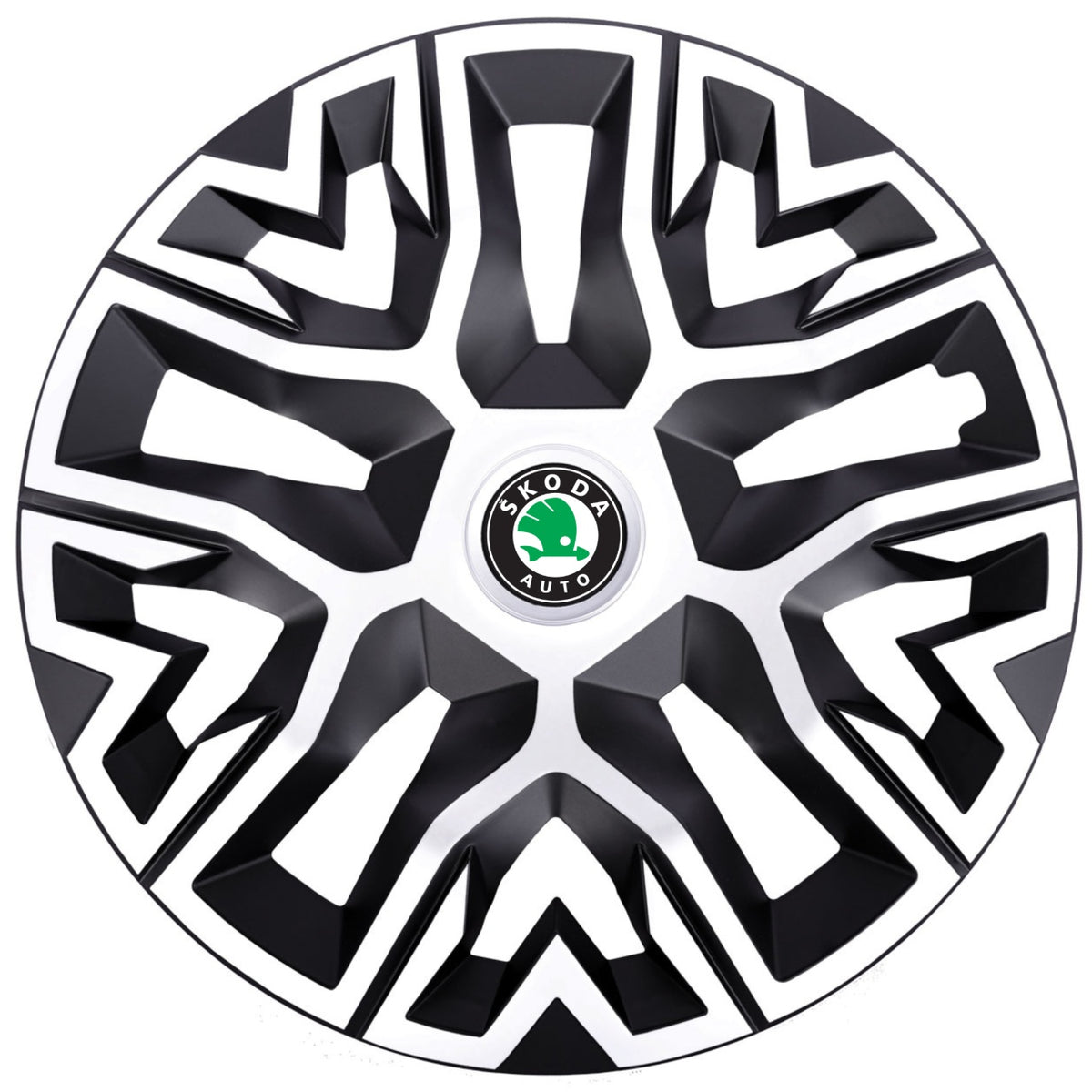 Set 4 Capace Roti 16 " Best Alb-Negru, Compatibile Cu Skoda