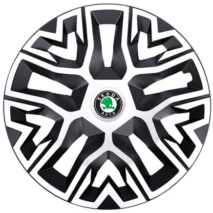 Set 4 Capace Roti 16 " Best Alb-Negru, Compatibile Cu Skoda