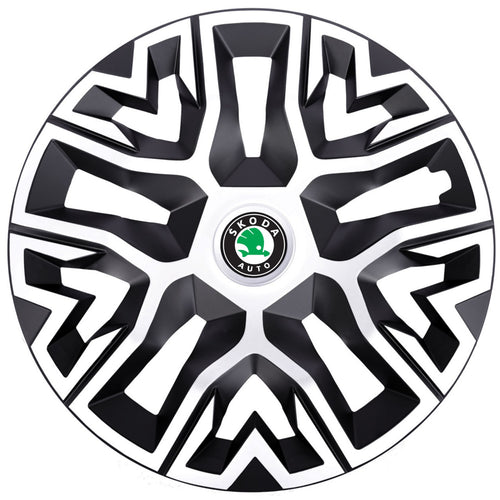 Set 4 Capace Roti 16 " Best Alb-Negru, Compatibile Cu Skoda