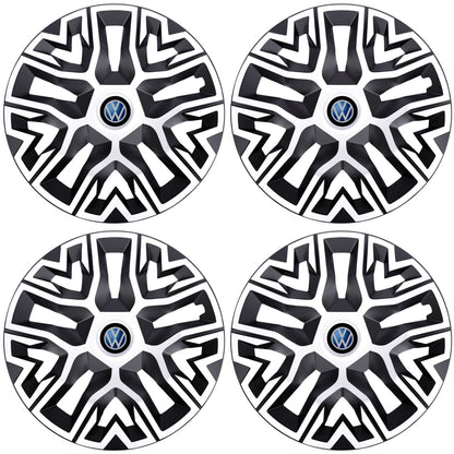 Set 4 Capace Roti 16 `` Best Alb-Negru, Compatibile Cu Volkswagen