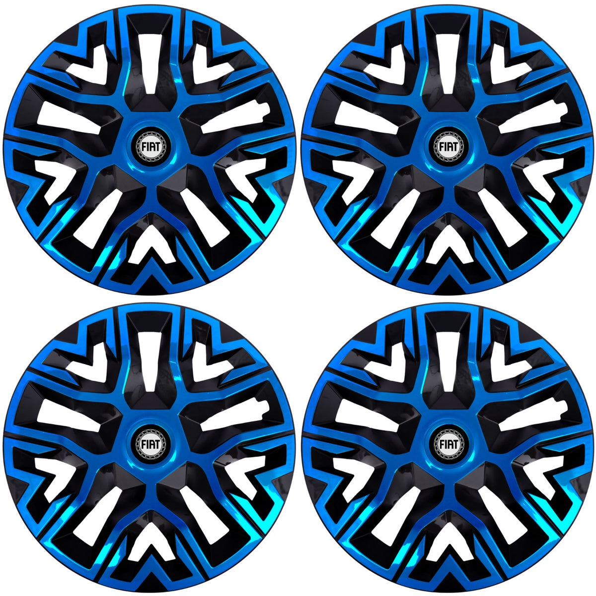 Set 4 Capace Roti 16 `` Best Albastru-Negru, Compatibile Cu Fiat