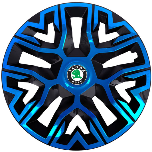 Set 4 Capace Roti 16 inchi (R16), Best Albastru-Negru, Compatibile Cu Skoda