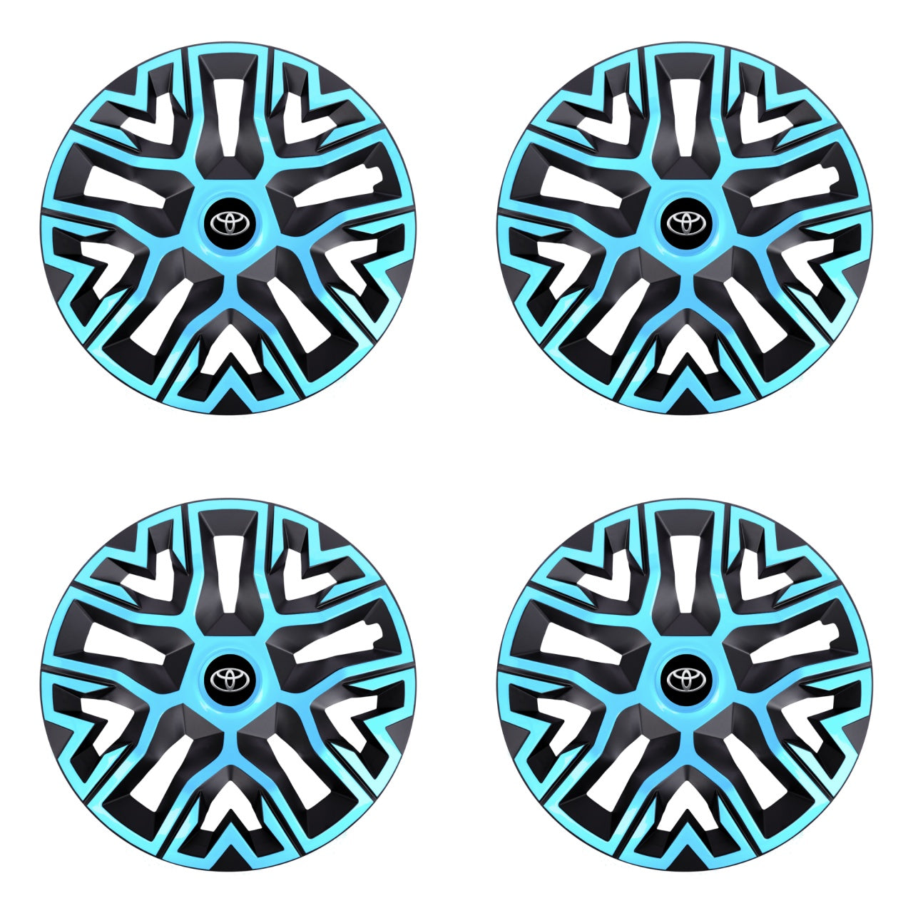Set 4 Capace Roti 16 inchi (R16), Best Azur-Negru, Compatibile Cu Toyota