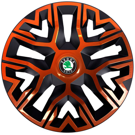 Set 4 Capace Roti 16 inchi (R16), Best Cupru-Negru, Compatibile Cu Skoda