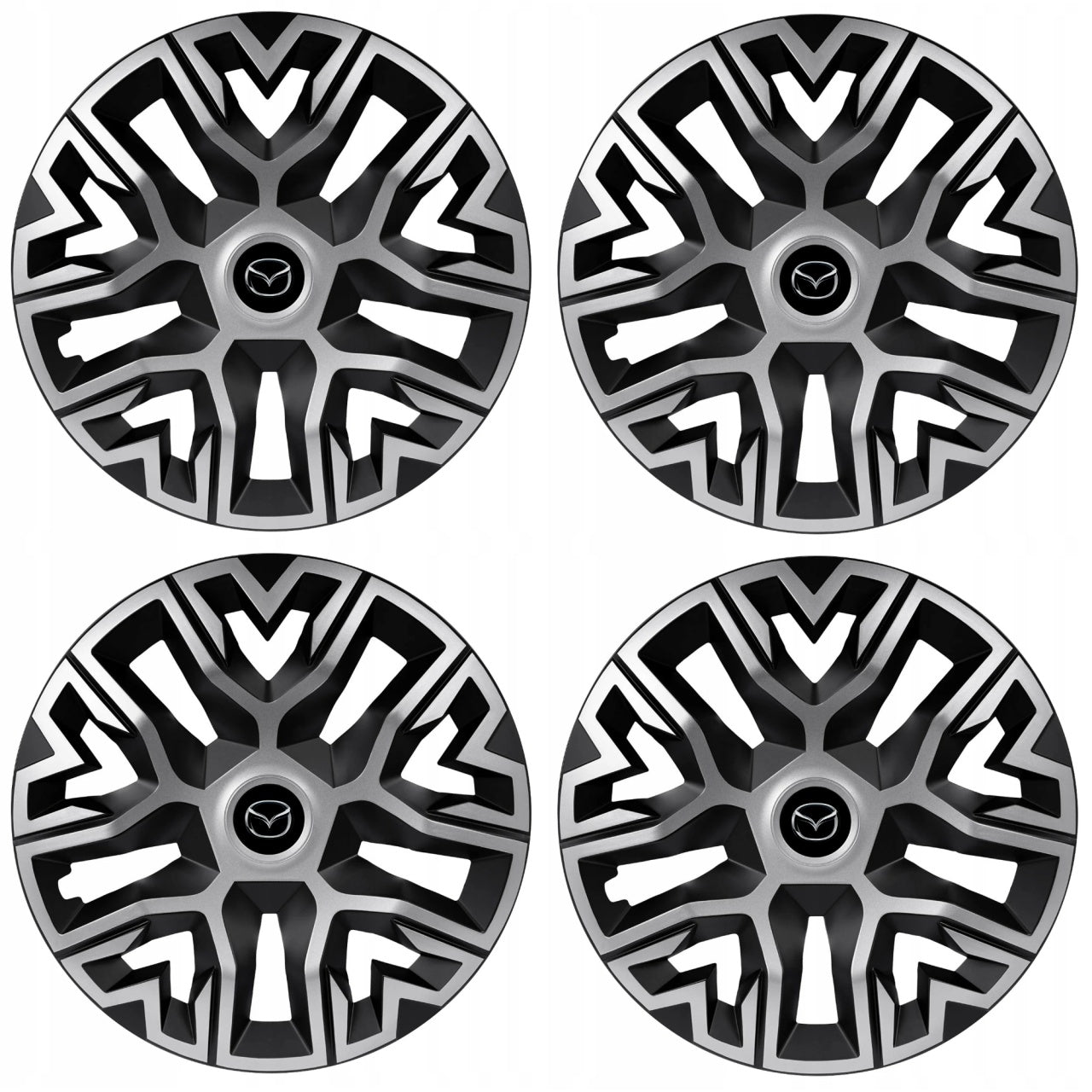 Set 4 Capace Roti 16 inchi (R16), Best Gri-Negru, Compatibile Cu Mazda